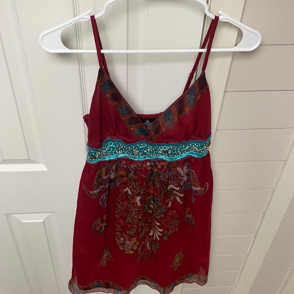 S - Red Turquoise - Dress - Angie